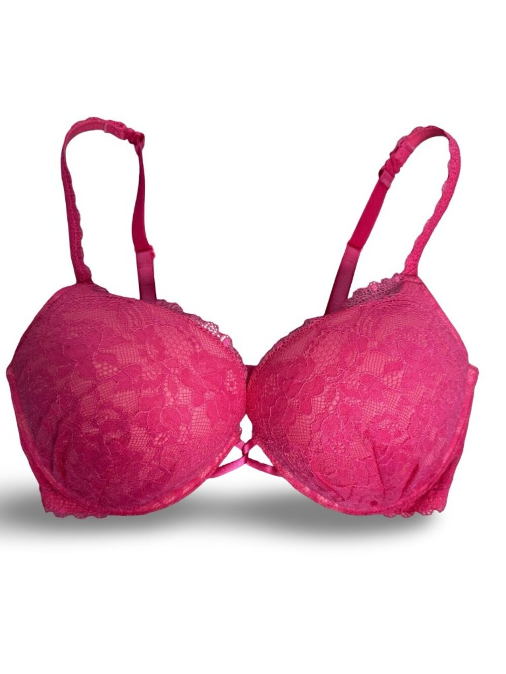 Victoria's Secret 'Miraculous Plunge' Push Up Bra Womens 34D Pink Lace Underwire